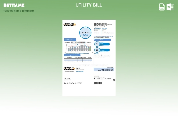 Шаблон за комунални сметки во модерен стил на САД Индијана Типмонт